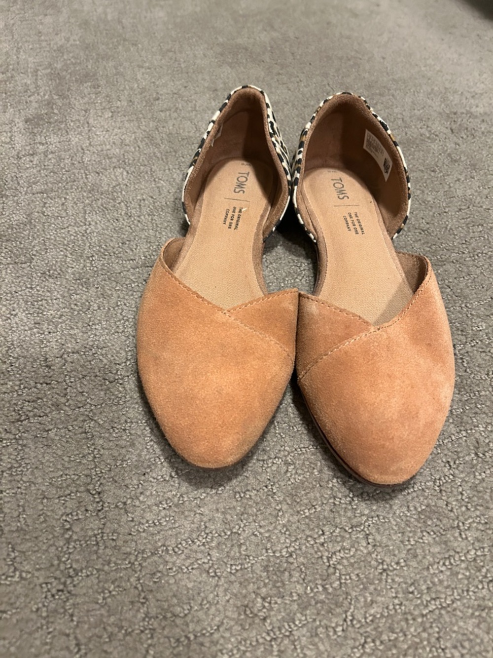 TOMS Women's Suede D'Orsay Flat in Tan, Size 8